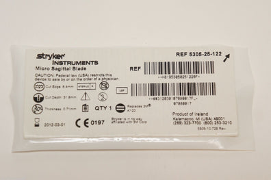 5305-25-122 ~ Stryker Micro Sagittal Blade 6.4mm (x)